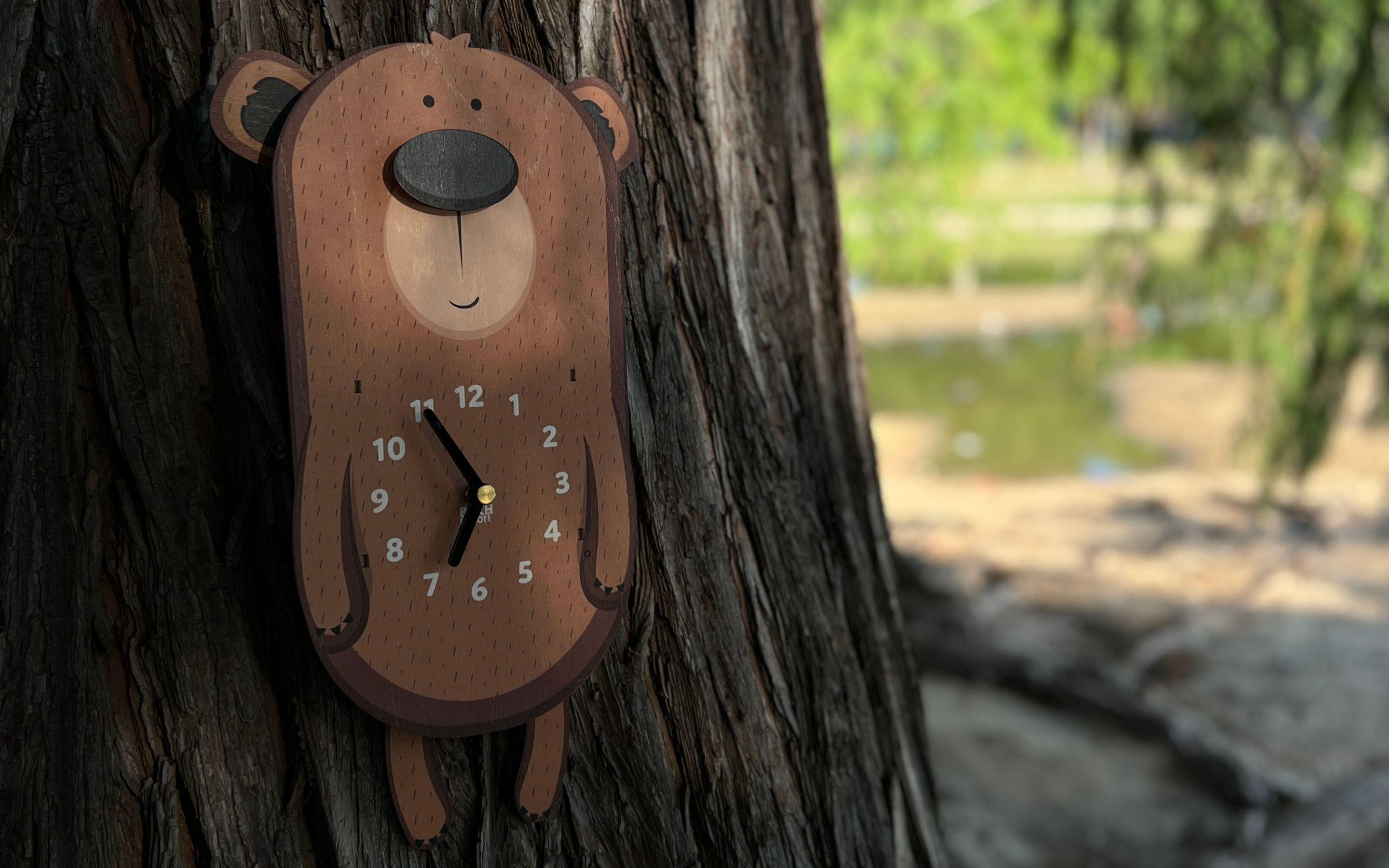 bear wall clock for kids room decor woodland nursery decor pendulum clocks