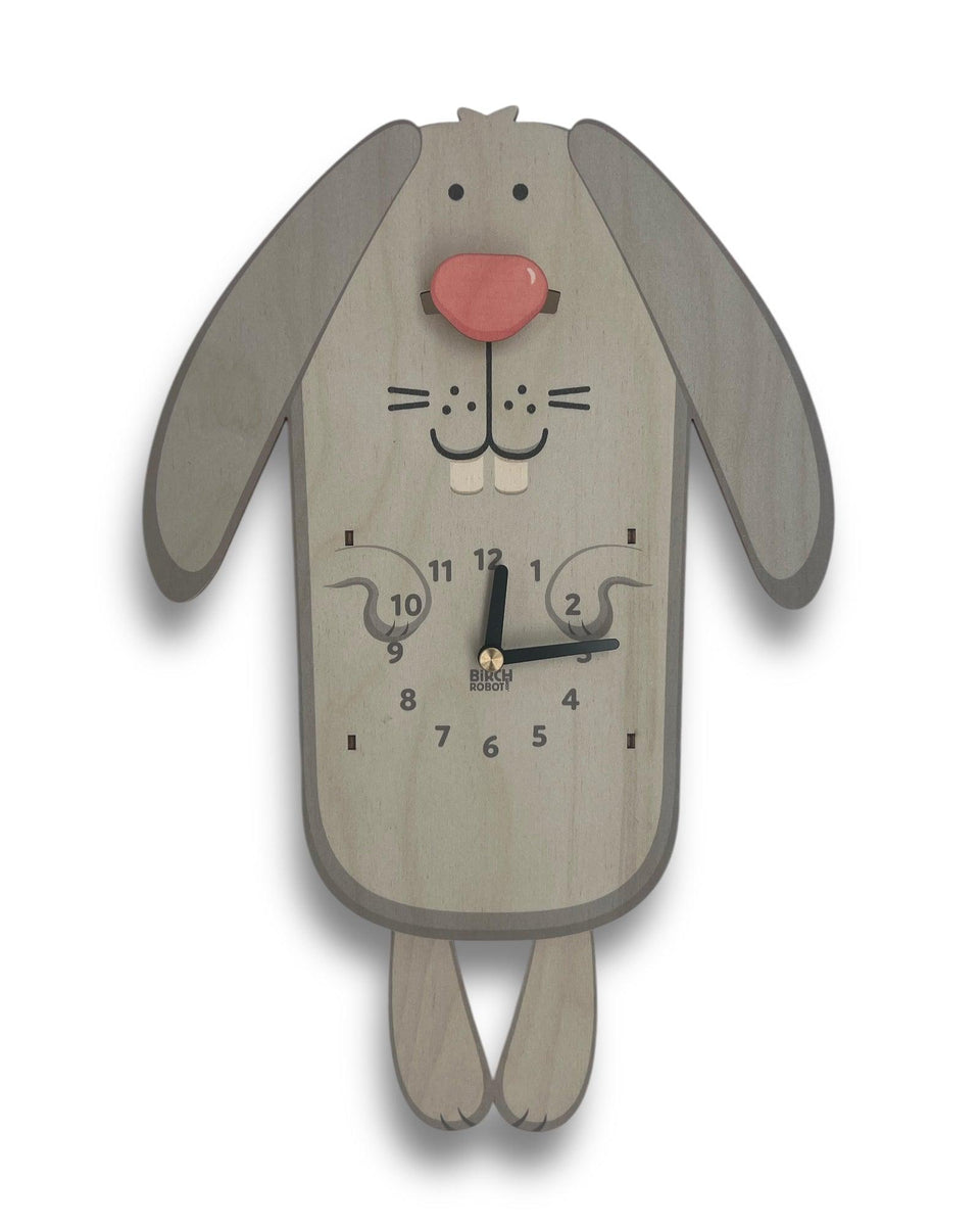 Wood Rabbit Clock Kids Clocks | Rabbit Clock | Kids Wall Clock | Bunny Pendulum Clock ...