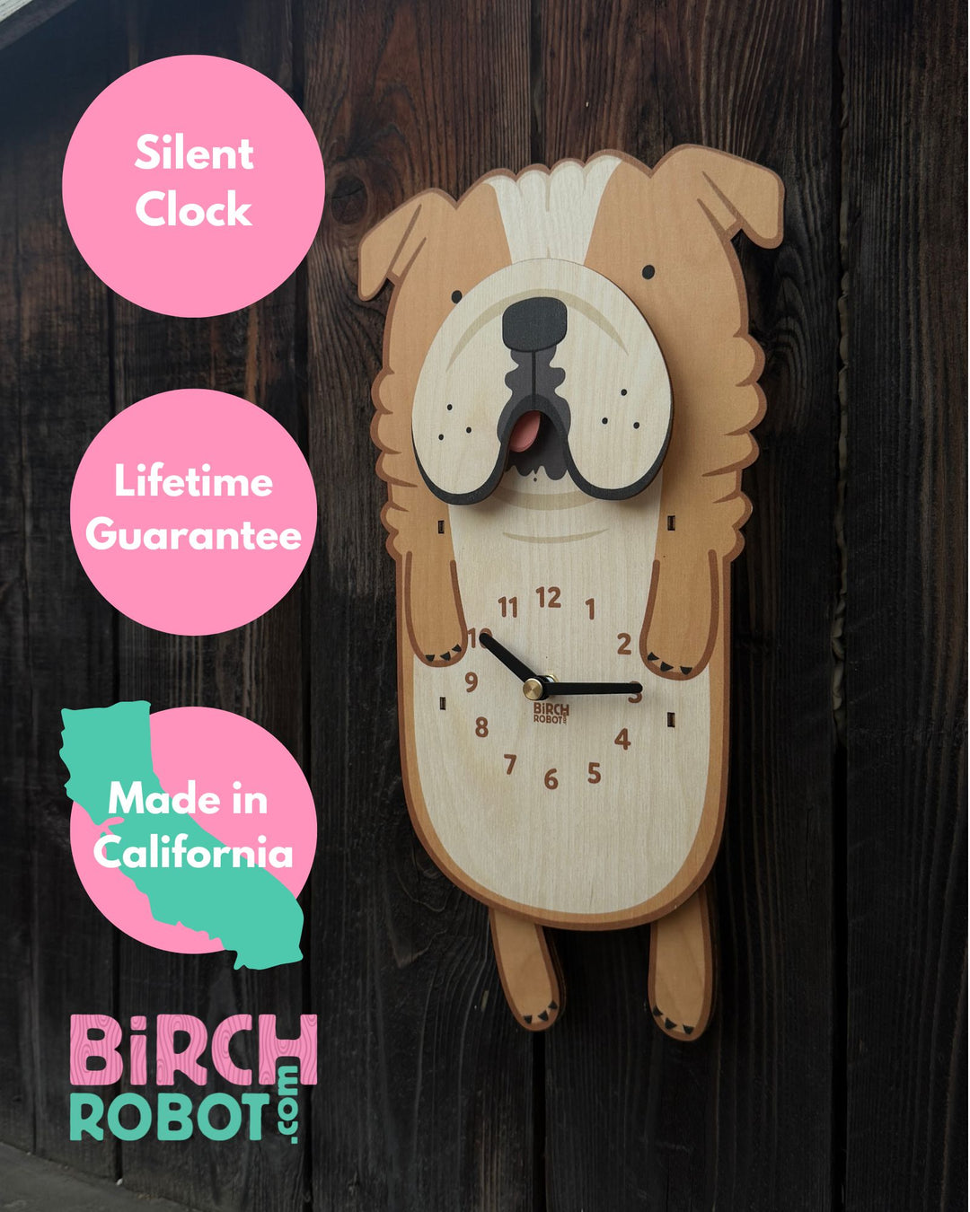 Rosie the Bulldog Pendulum Clock