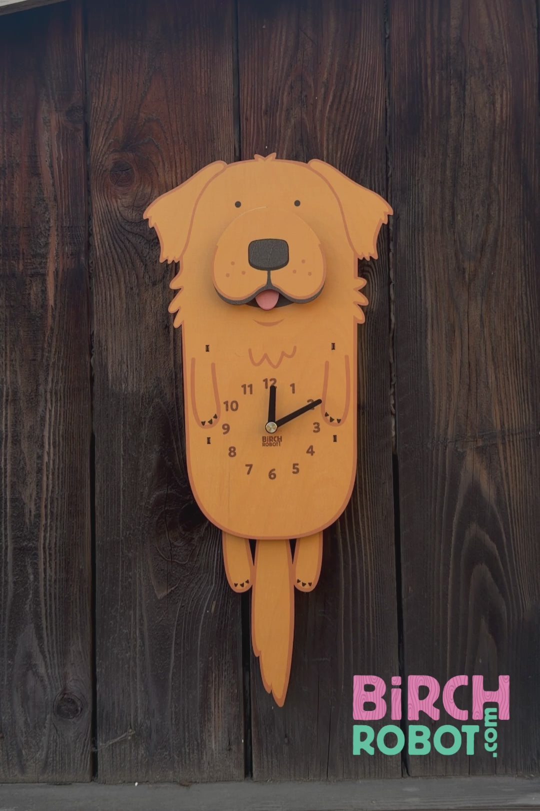 Charlie the Golden Retriever Pendulum Clock
