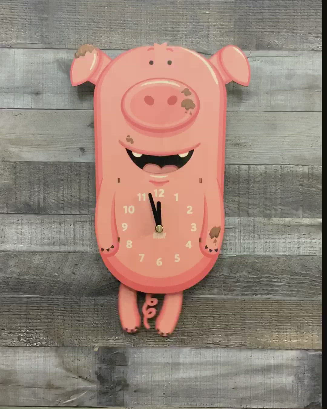pig pendulum clock farm wall decor 