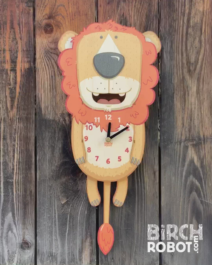 lion pendulum wall clock for kids