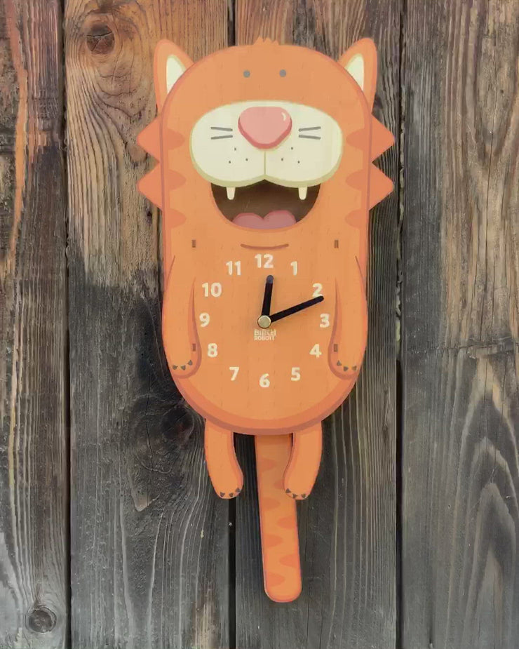 cat pendulum wall clock for kids
