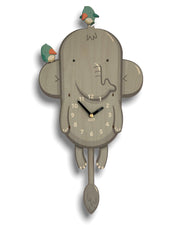 Elephant clock for kids room wall pendulum clock Safari nursery decor 
