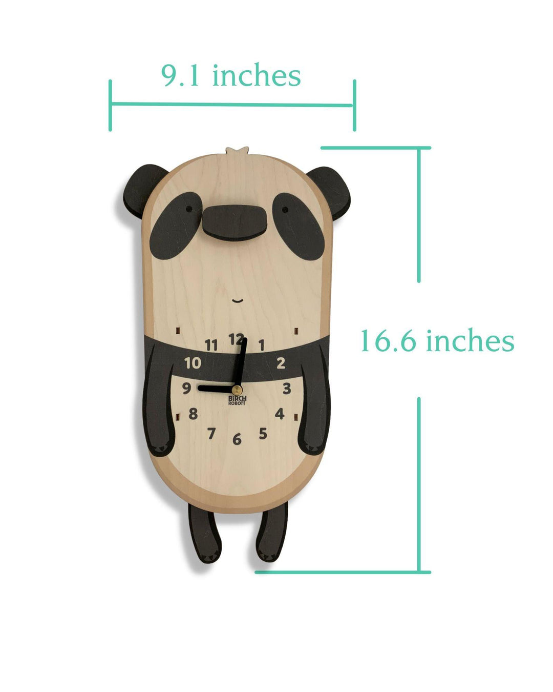 Panda Pendulum Clock for Kids Room & Nursery Wall Decor – Birch Robot