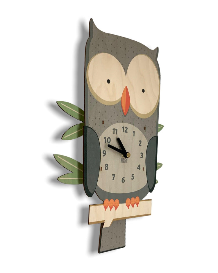 owl pendulum wall clock  - woodland nursery decor