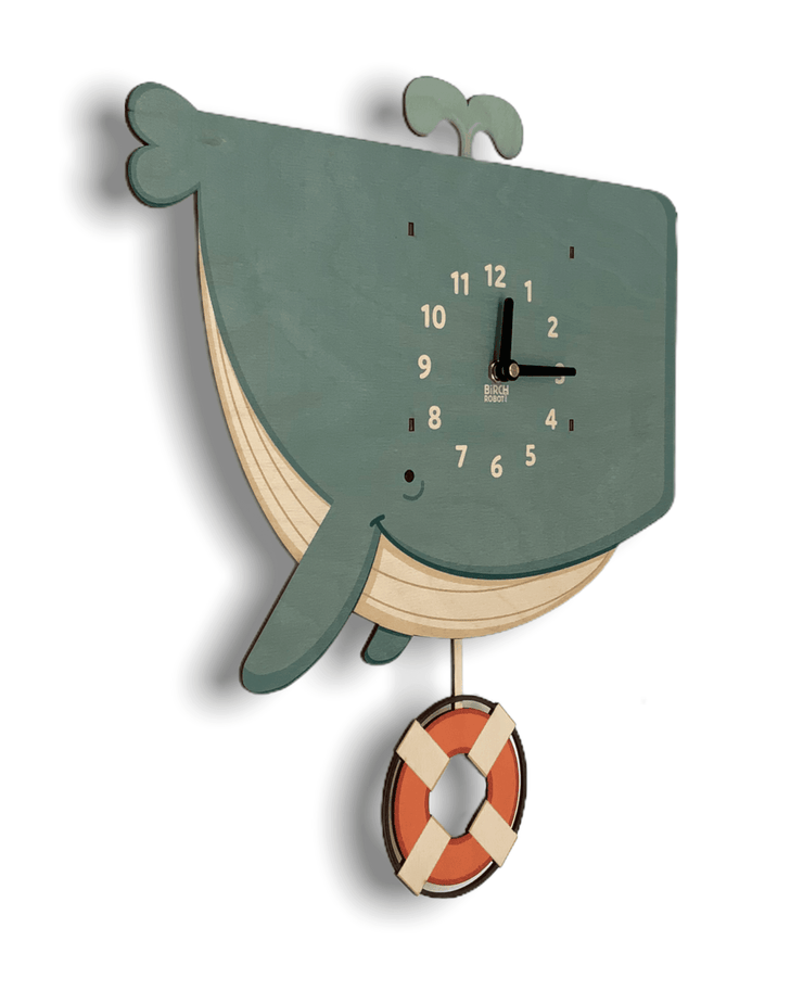 whale wall clock ocean nursery decor - sea animal clock