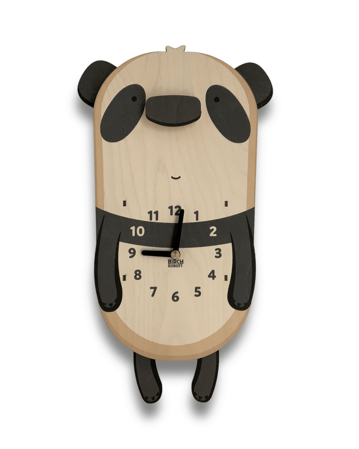 Panda bear clock with pendulum for kids room baby nursery gift kids decor 