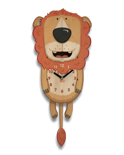 lion pendulum wall clock for kids room safari decor animal clock