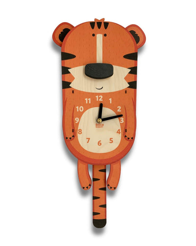 Tiger wall pendulum clock for safari jungle nursery room